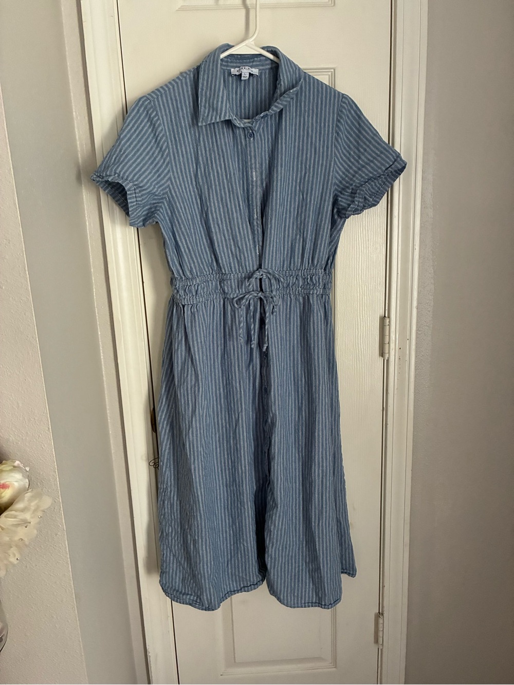 Gilli Blue Striped Button-Front Shirt Dress